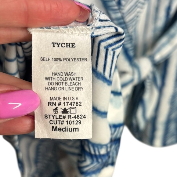 TYCHE Blue White Striped Belted Romper Size Medium - Picture 10 of 15